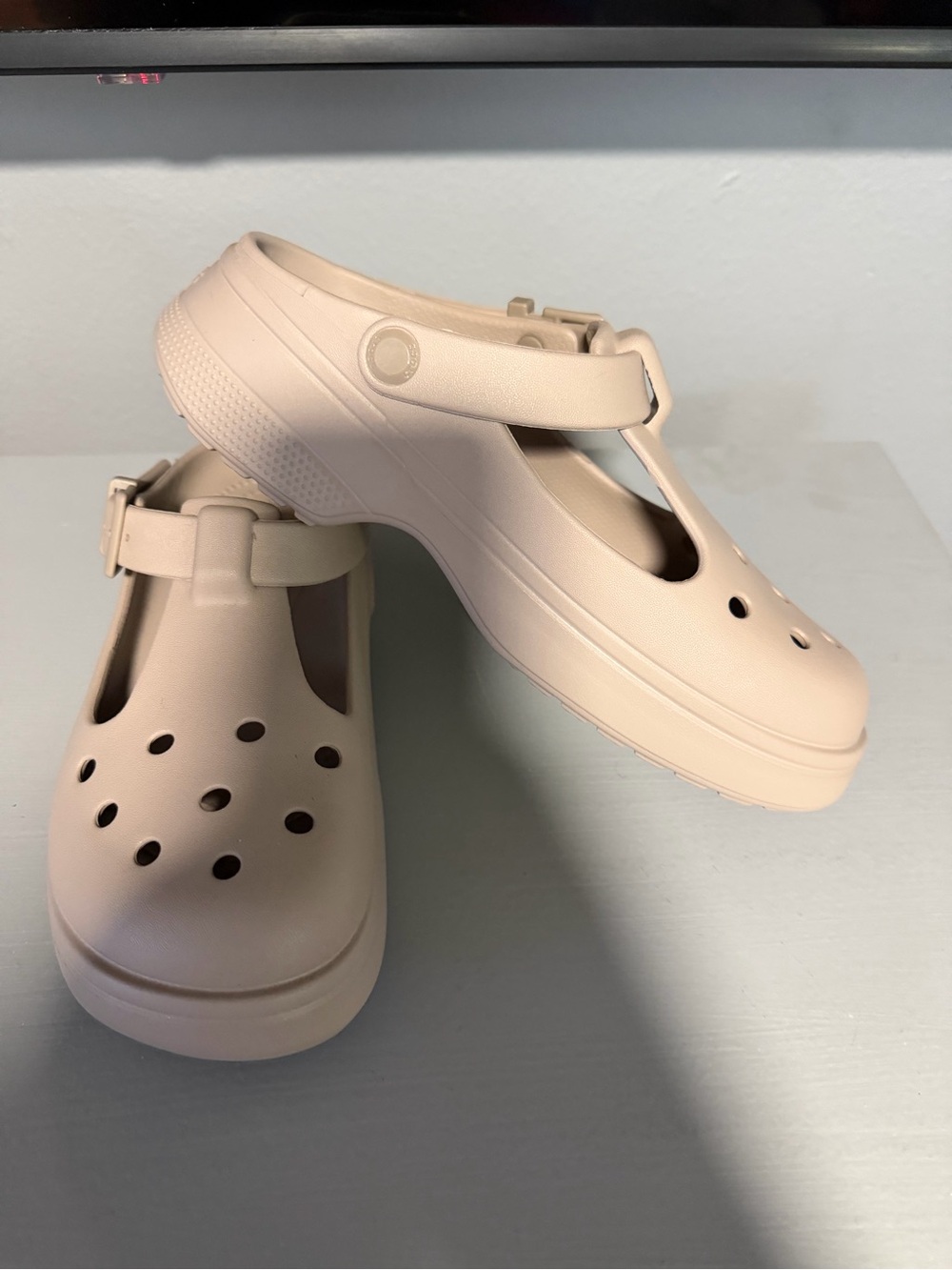 Crocs Maryjane nude tan slip on backless clogs new women’s size 8